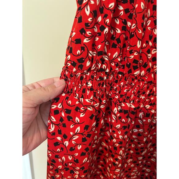Who What Wear sleeveless floral red white & black smocked dress pockets size 2x - Picture 4 of 8